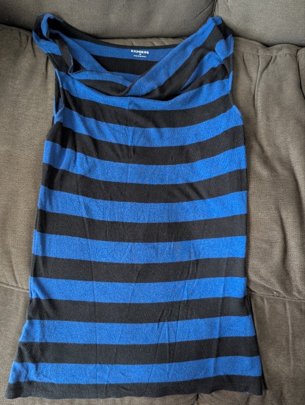 Express Black and Royal Blue Striped Top